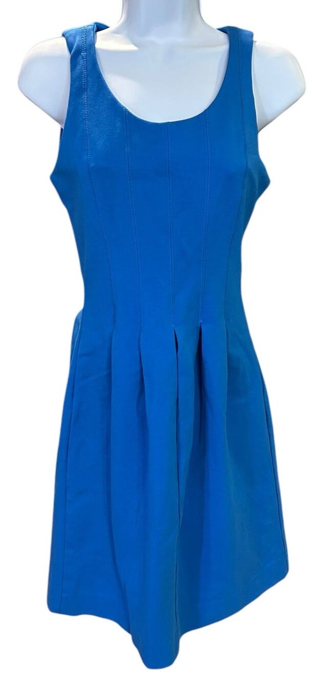 J. CREW Women's Tailored Jersey Dress Size 2 Cerulean Blue Sleeveless Career